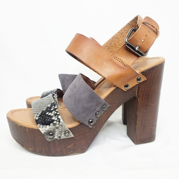 Madden Girl Mixxx Wood Platform Heels 8M - Picture 3 of 8